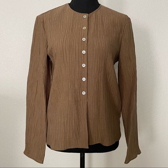 NWT Zara Textured Buttoned Blouse - Picture 1 of 7